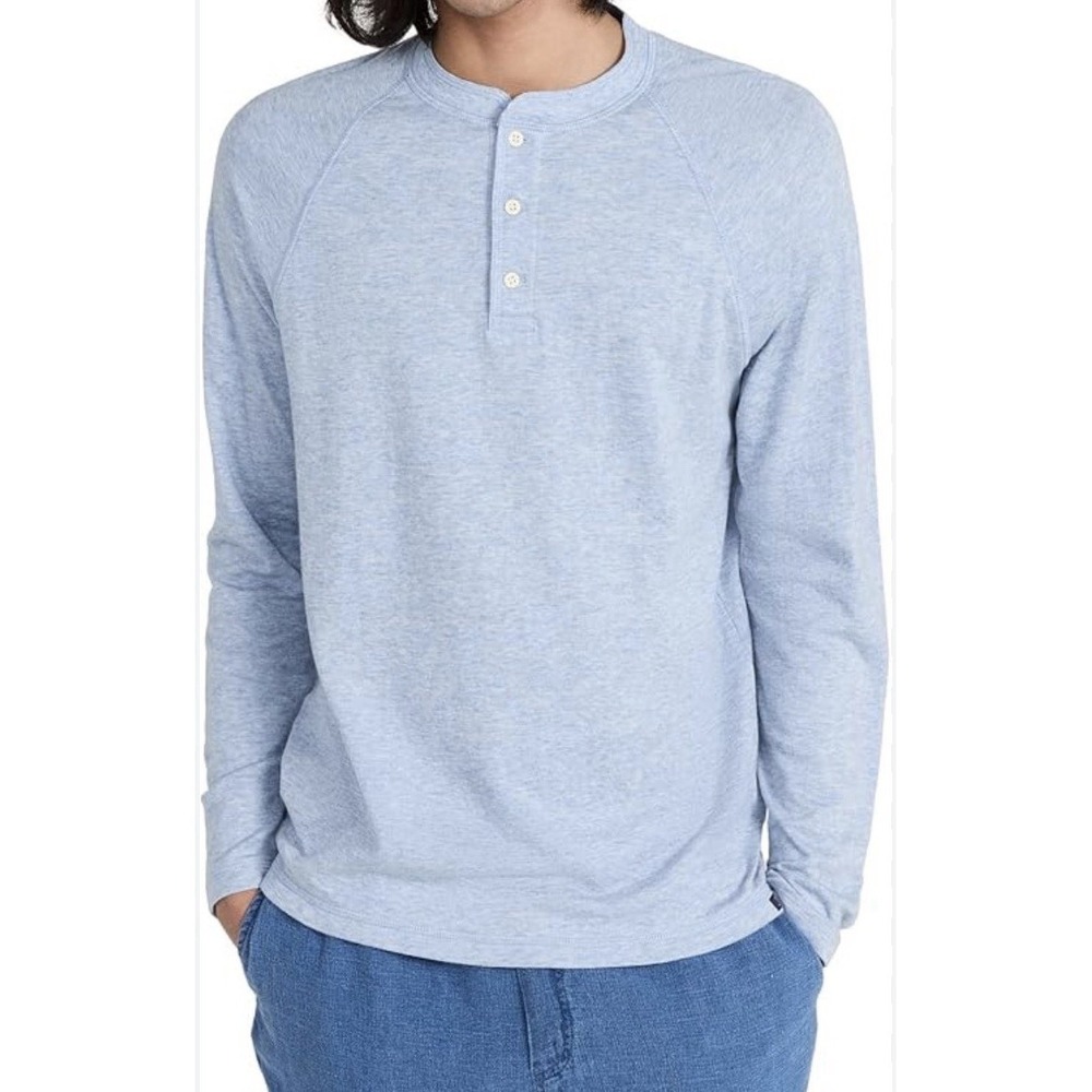 Men's Faherty Cloud Cotton Long Sleeve Henley Shirt Size XL Blue